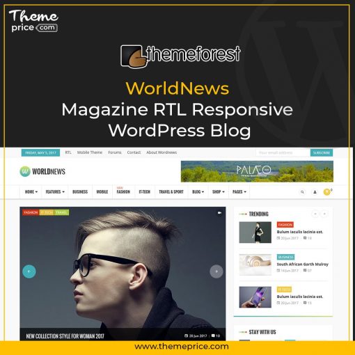 WorldNews Magazine RTL Responsive WordPress Blog